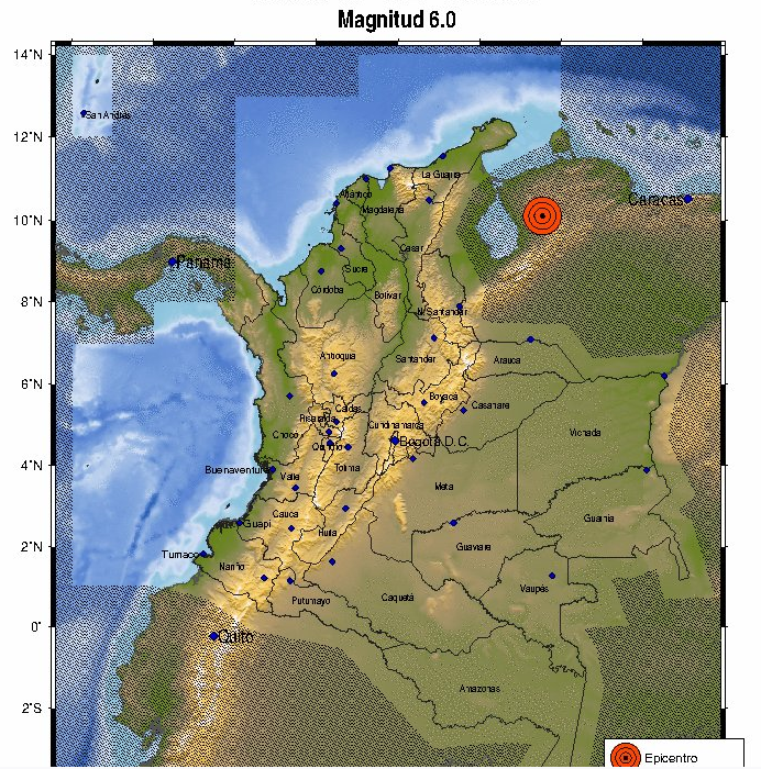 Fuerte Temblor de Magnitud 6.0 acaba de ocurrir en Venezuela. Duración de más de 7 segundos.