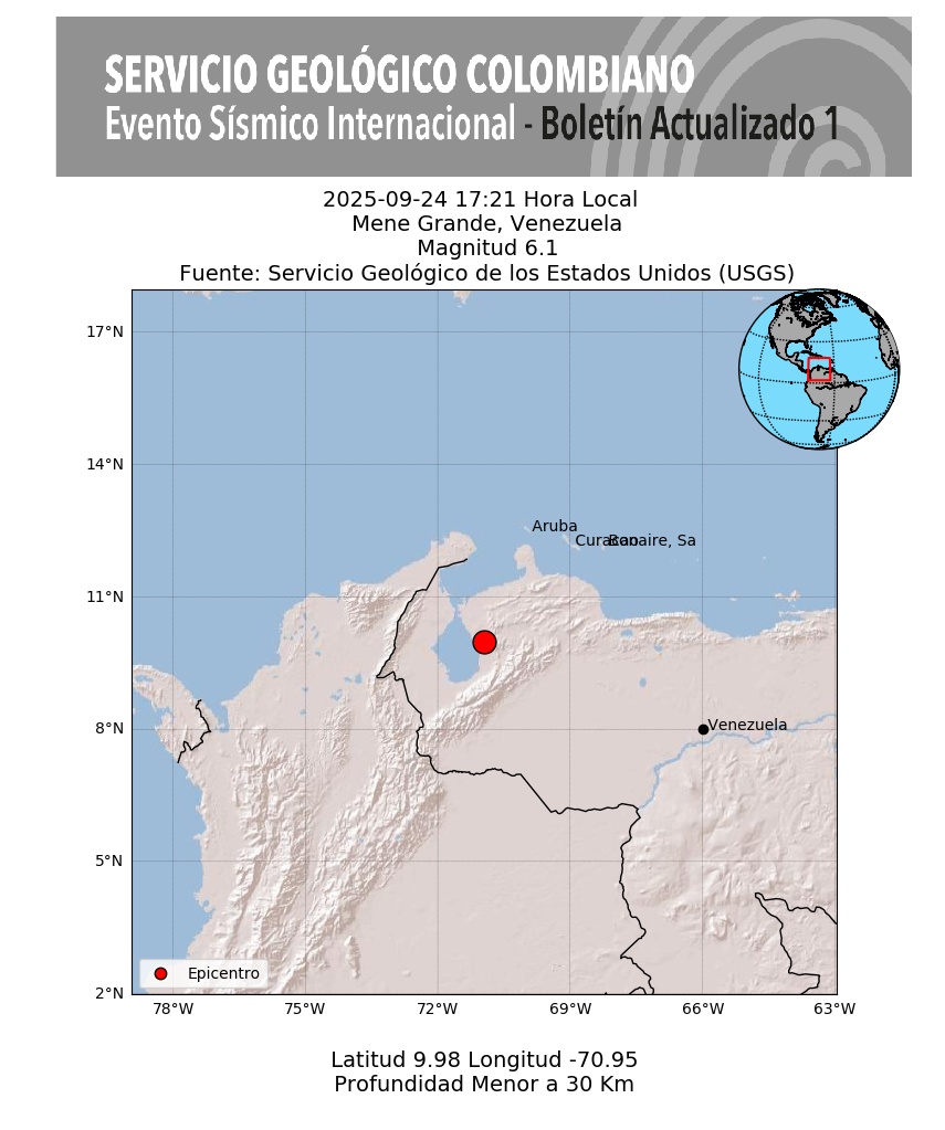 ColombiaOscura's tweet photo. #ACTUALIZACIÓN. Según el Servicio Geológico Colombiano (@sgcol), el epicentro del movimiento telúrico ocurrió en Mene Grande (Venezuela) siendo las 5:21PM de hoy y se sintió en varias ciudades de Colombia. De acuerdo con la entidad, el movimiento sísimico tuvo una magnitud de 6.1 https://t.co/qHyXUWZJz6
