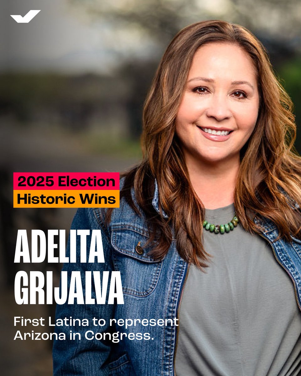 WhenWeAllVote's tweet image. After winning yesterday’s special election, Adelita Grijalva will be the first Latina woman to represent Arizona in Congress.
A historic win — during #HispanicHeritageMonth, no less!