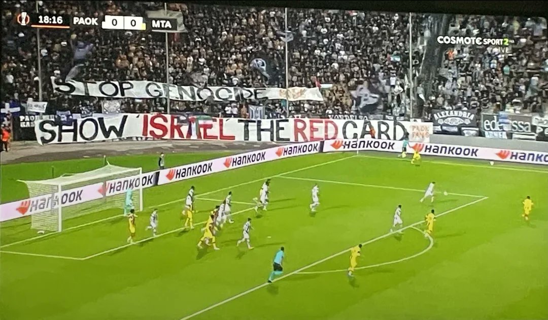 Paok fans against Macabi Tel-Aviv in Europa League tonight