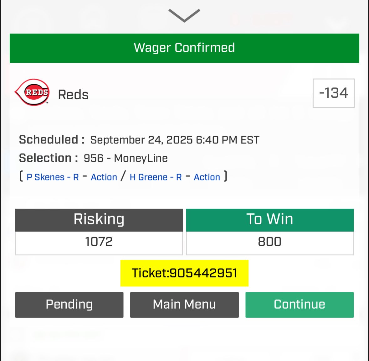 SharpAvePicks's tweet photo. The Double Down. This is for Joey Brrr. #Cincinnati #Reds #MLB https://t.co/K9a0qjtGnB