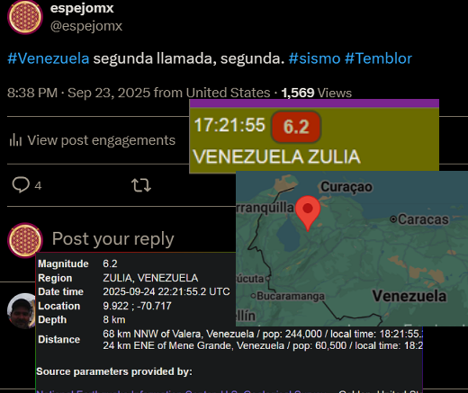 #temblor de #Venezuela que predije ayer. #sismo tercera llamada.