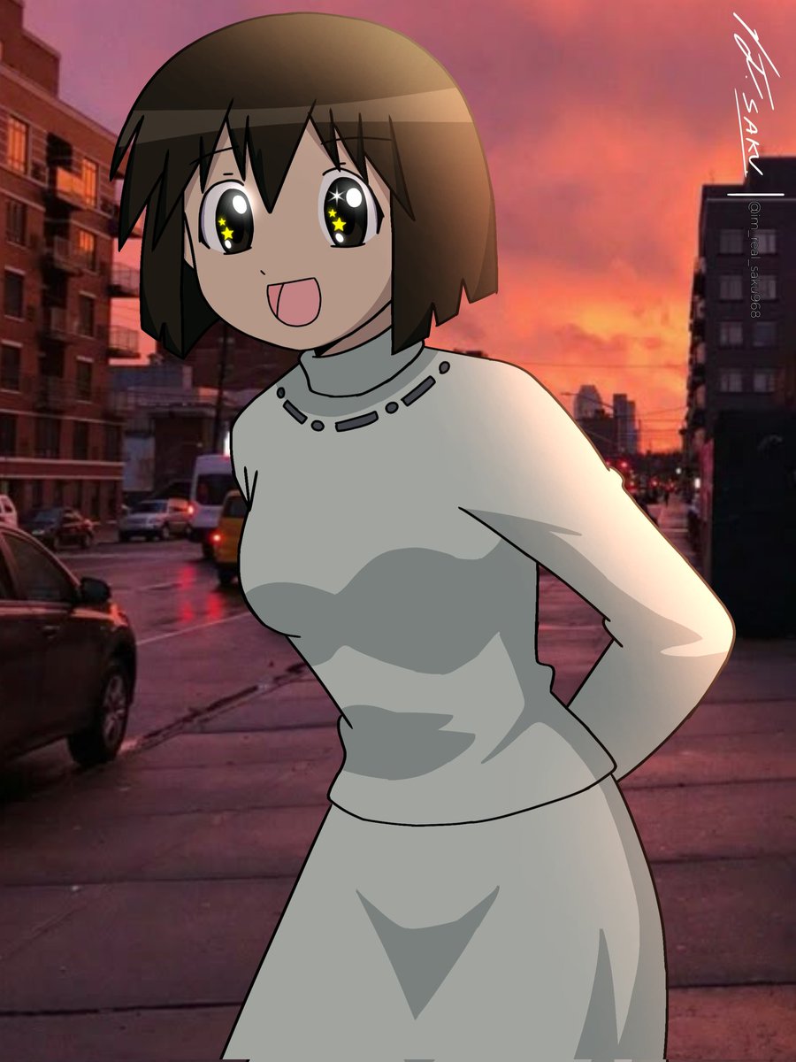 A sunset with Kaorin (she hides a surprise inside). #AzumangaDaioh