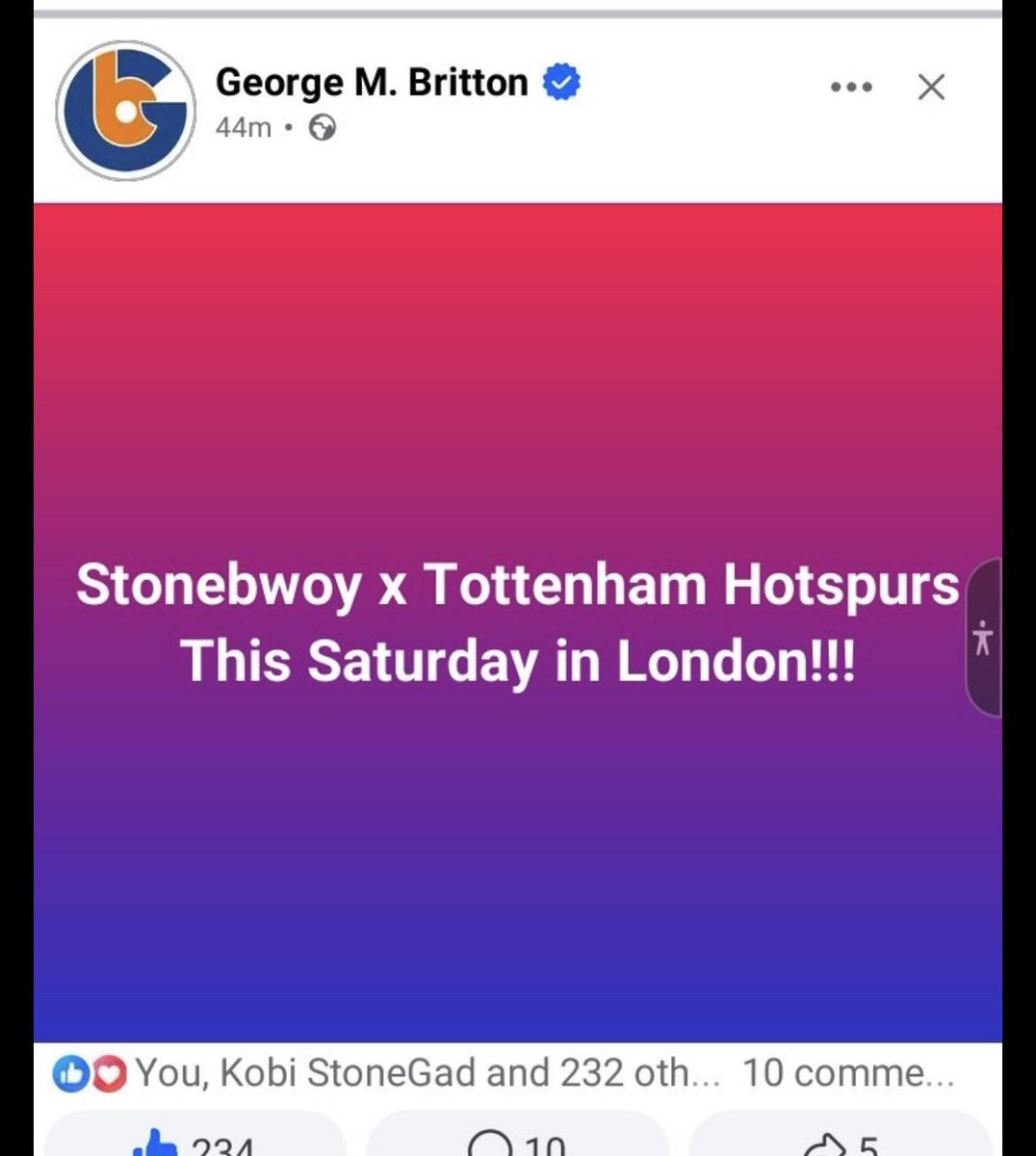 Ooohk 🤭😂…Stonebwoy jetting out Saturday ➡️ Tottenham Hotspurs ⚡️… local champs enjoy small, the takeover resumes when we land 😂🔥”
#Bhim 
#TheTorcherEP