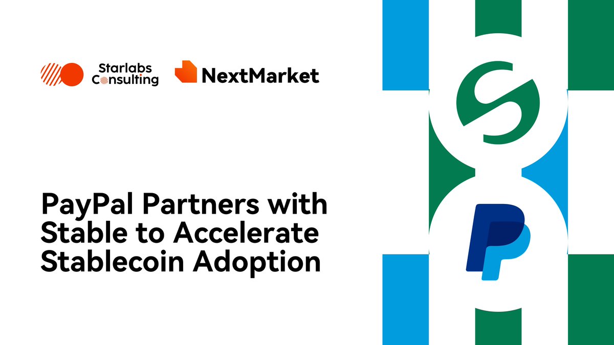 Stablecoins are moving from niche → necessity.
<a href="/PayPal/">PayPal</a>  PYUSD x <a href="/stable/">Stable</a>  partnership marks a turning point: the future of payments will be built on-chain. 🌍💳
Read more: A New Era for Global Payments | NEXT Market✨
starlabsconsulting.com/blog/7165
#stablecoin #paypal #PYUSD #payment