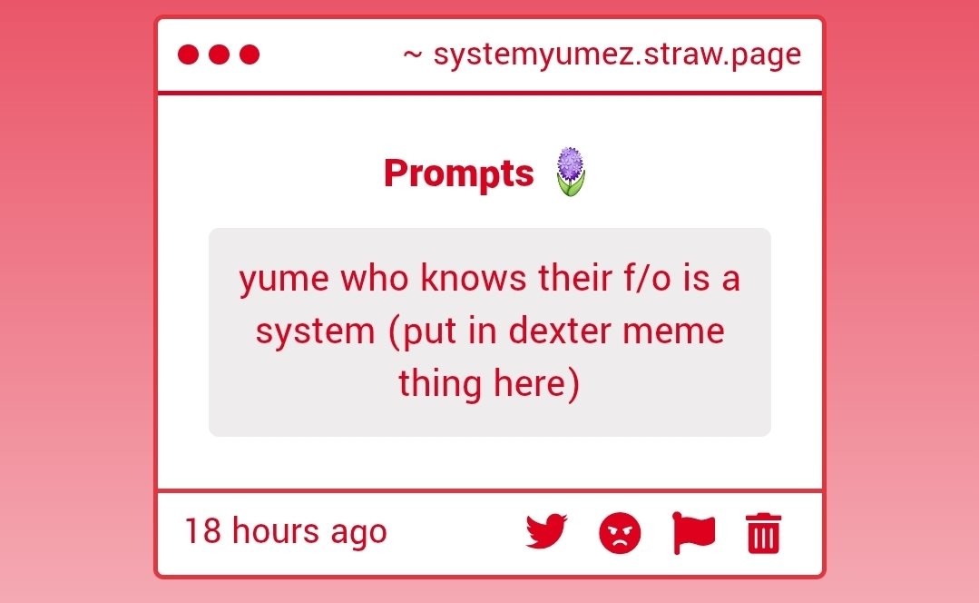 systemyumez's tweet photo. ♬ ⠂ ⠄ 🪻 #yumetwt 

yume who knows their f/o is a system (put in dexter meme thing here) https://t.co/SQKBI6ENSC