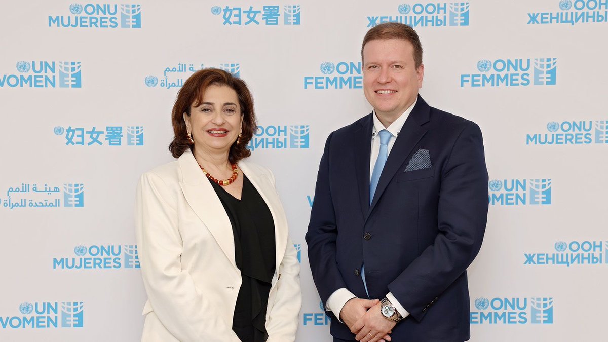 Great to meet H.E. <a href="/VilleTavio/">Ville Tavio</a>, Minister for Foreign Trade &amp; Development of Finland, at #UNGA80. Grateful for Finland’s steadfast support to <a href="/UN_Women/">UN Women</a> &amp; our partnership in advancing #Beijing30 Action Agenda, ending violence against women &amp; girls, &amp; promoting safer digital spaces.