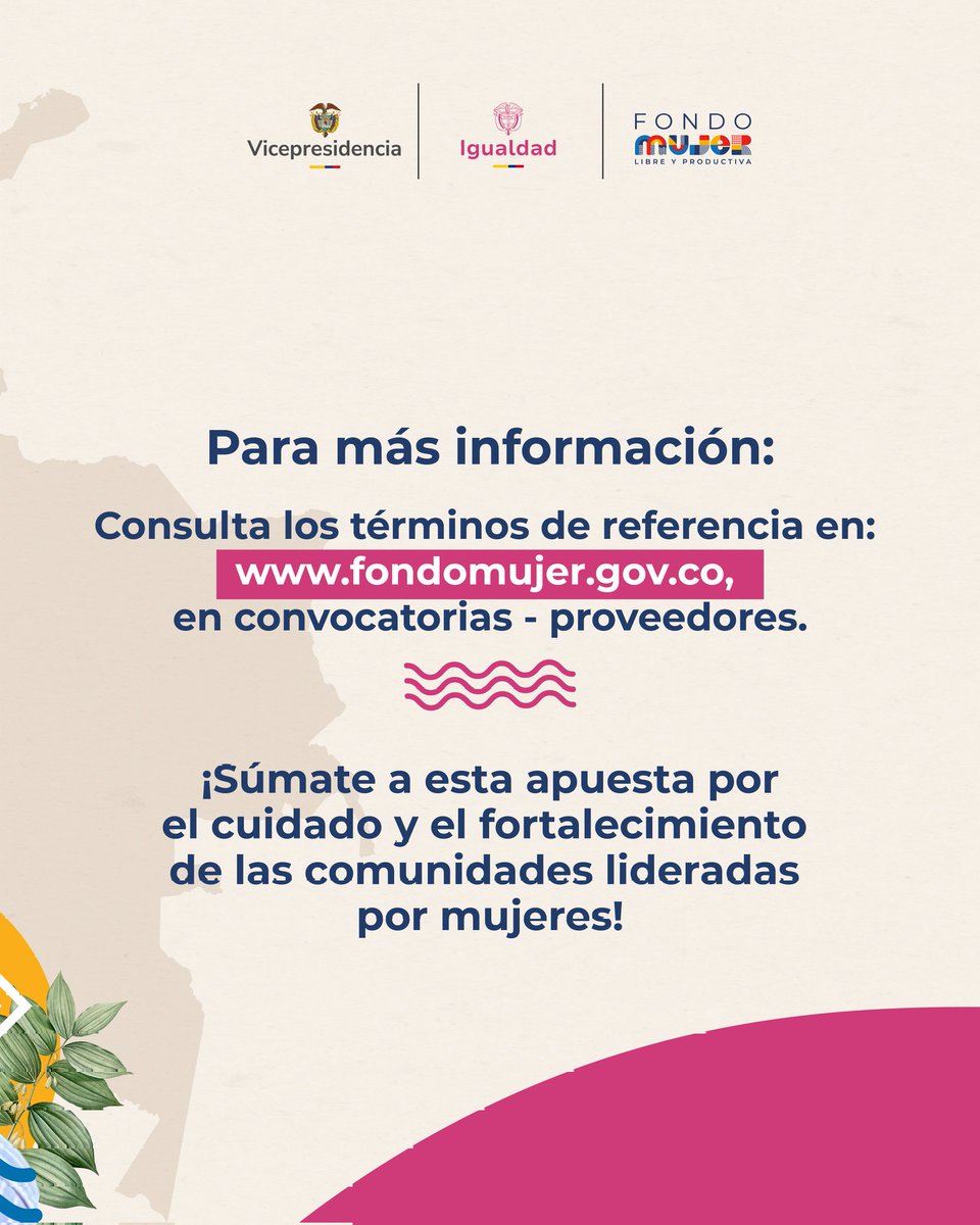 📢🇨🇴 El Fondo Mujer abre convocatoria para seleccionar la entidad operadora que lidere el Intercambio de Saberes entre Pares y el Fortalecimiento de Comunidad en las rutas #MujerCuidadora y Comunidades del Cuidado, de la Estrategia Mujer Emprende.

🔗 bit.ly/CuidadoComún20…