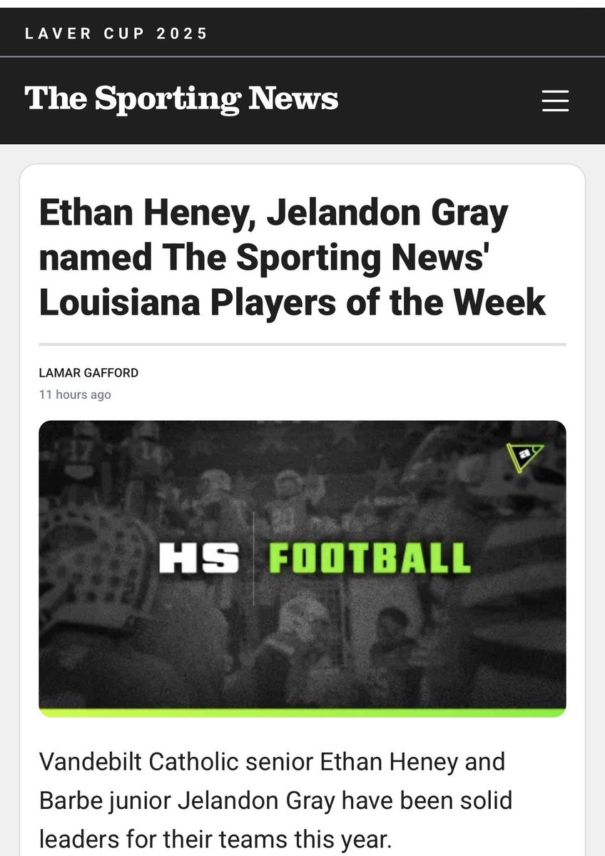 Jelandon Gray (@jelandongray) on Twitter photo State player of the week 
<a href="/BarbeBucsFball/">Barbe Buccaneers Football</a> <a href="/McNeeseFB/">McNeese Football</a> <a href="/CoachCadeUL/">Cade Minton</a> <a href="/CoachMichaelSmi/">Coach Michael Smith</a> <a href="/SportsLouisiana/">Louisiana Football</a> <a href="/Coach_Nagle/">Slade Nagle</a> <a href="/CoachShawnBell/">Shawn Bell</a> State player of the week 
<a href="/BarbeBucsFball/">Barbe Buccaneers Football</a> <a href="/McNeeseFB/">McNeese Football</a> <a href="/CoachCadeUL/">Cade Minton</a> <a href="/CoachMichaelSmi/">Coach Michael Smith</a> <a href="/SportsLouisiana/">Louisiana Football</a> <a href="/Coach_Nagle/">Slade Nagle</a> <a href="/CoachShawnBell/">Shawn Bell</a>