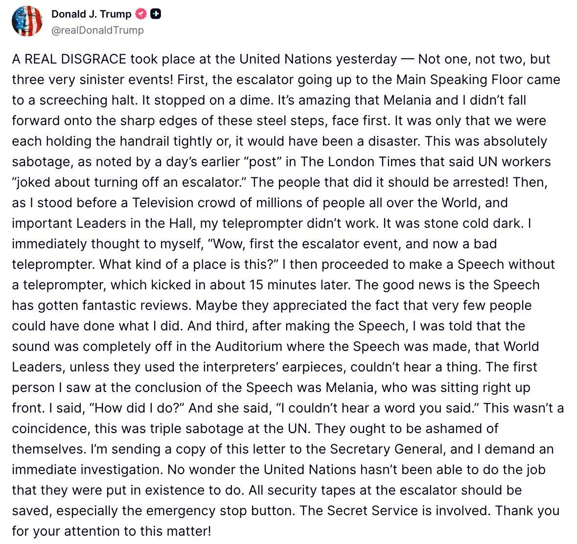 Trump should just order the demolition of the United Nations. 

Defund it and demolish it. The building is an eye sore anywhere. Just order the destruction of the building. 

The <a href="/UN/">United Nations</a> doesn’t even do anything of value. 

Turn it to dust.