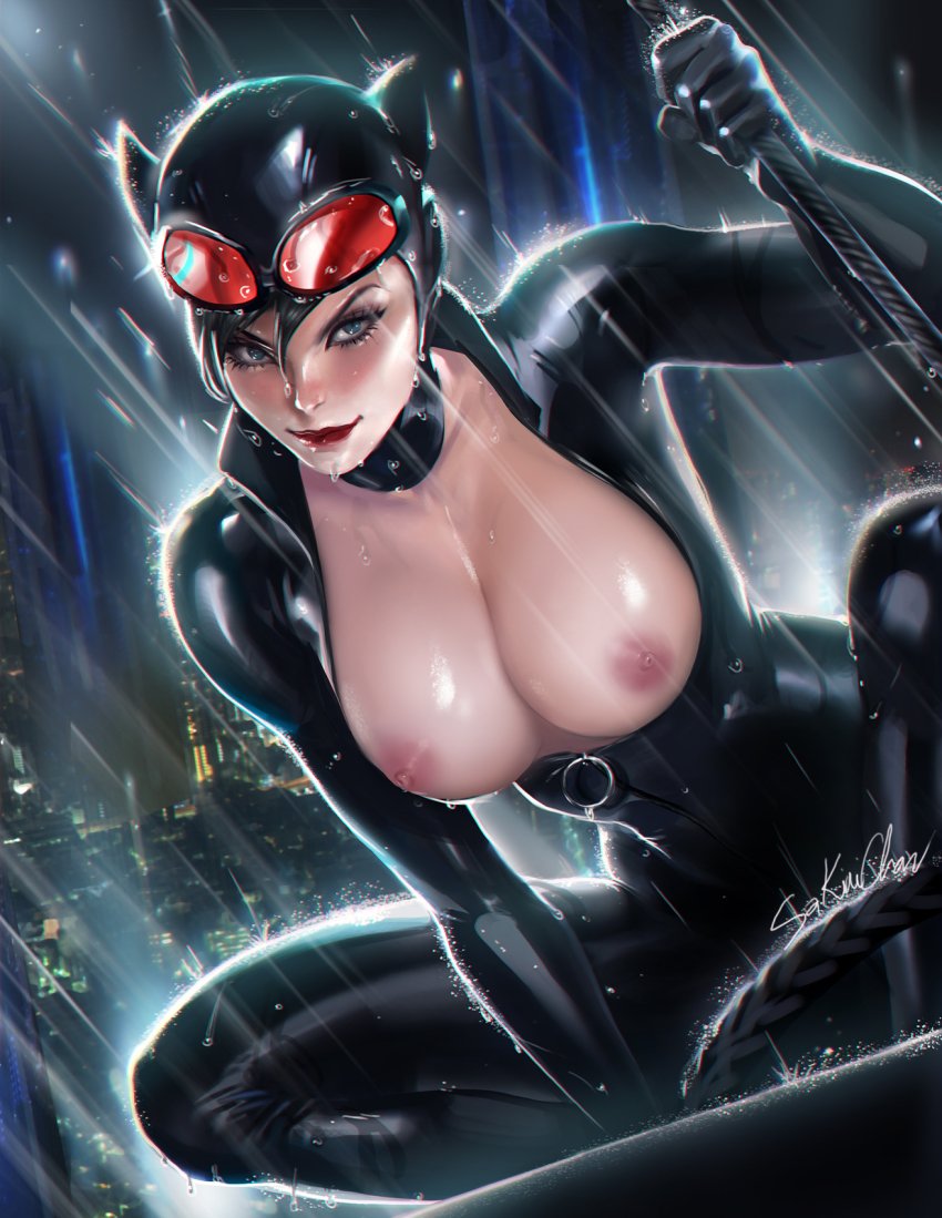 A little rain won't stop this kitty from prowling Gotham's rooftops!

Cats might not be known for liking water, but when you're running around in a skintight catsuit... You appreciate a little moisture.