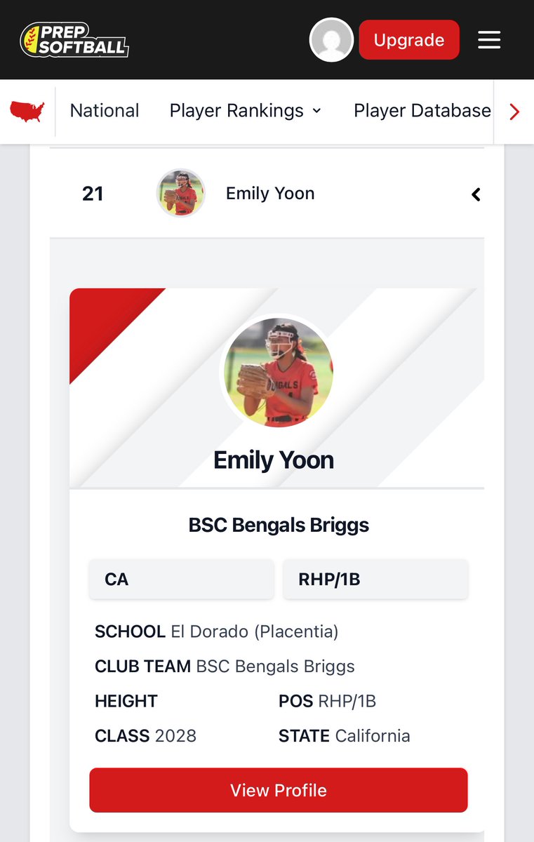 Thank you <a href="/PrepSoftball/">Prep Softball 🥎</a> for including me in your rankings. Grateful for my teammates, coaches, and family for the support. Love seeing one of my teammates <a href="/Eliana_Corona02/">Eliana_Corona02</a> on the list and hope more on our talented team can get some recognition soon. #bscbengals

<a href="/BSCBengals/">BSC Bengals</a>