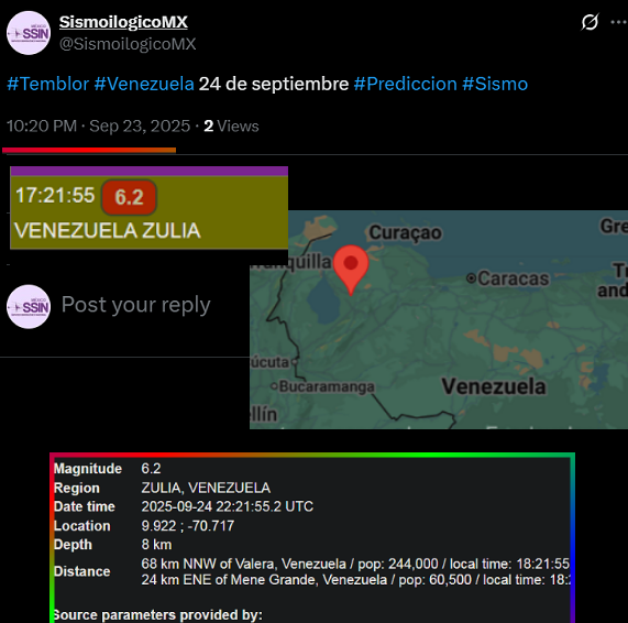 #Venezuela | #Temblor #Sismo anticipado con un día de antelación.