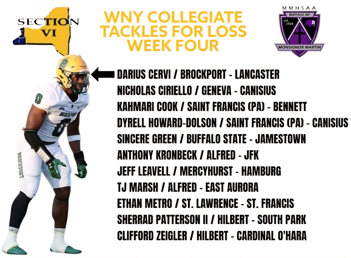 WNY Collegiate week four tackles for loss. 🏈 vipsanius.com/wny-collegiate