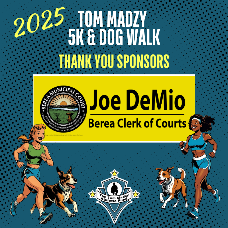 madzyrun's tweet image. Huge thanks to Berea Clerk of Courts Joe DeMio for sponsoring the Tom Madzy 5K &amp;amp; Dog Walk! 🧡🏃‍♂️🐾

Your support helps BCSD students stay in the game, we appreciate you! 👏

#MadzyRun #ThankYou #BereaProud #CommunitySupport