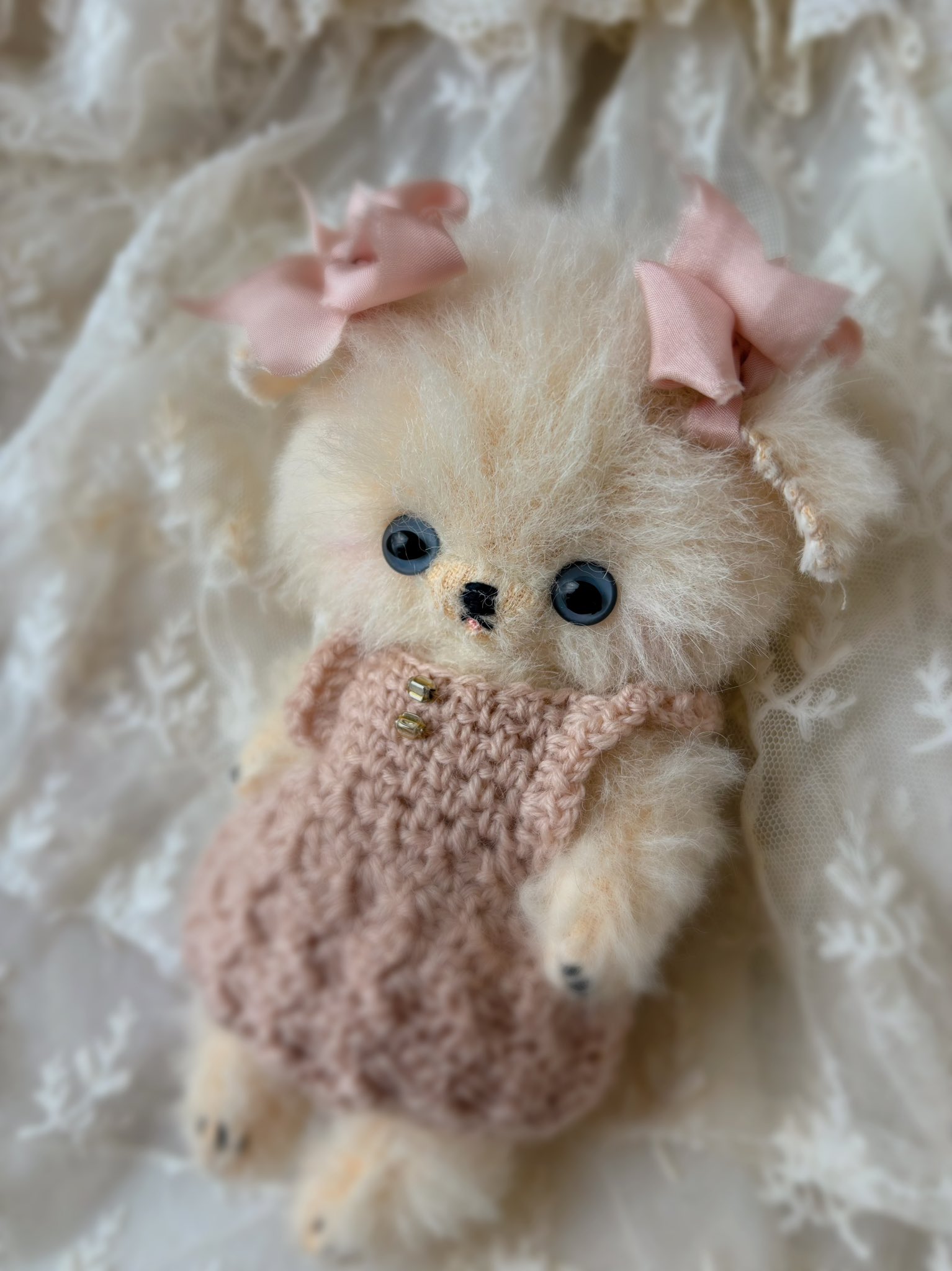 kamo加茂美智子　作家ぬいぐるみ　作家テディベア　ひつじ 加茂美智子さんのブランド ＊ ” Kamo ” さんより ＊ 「 Rose