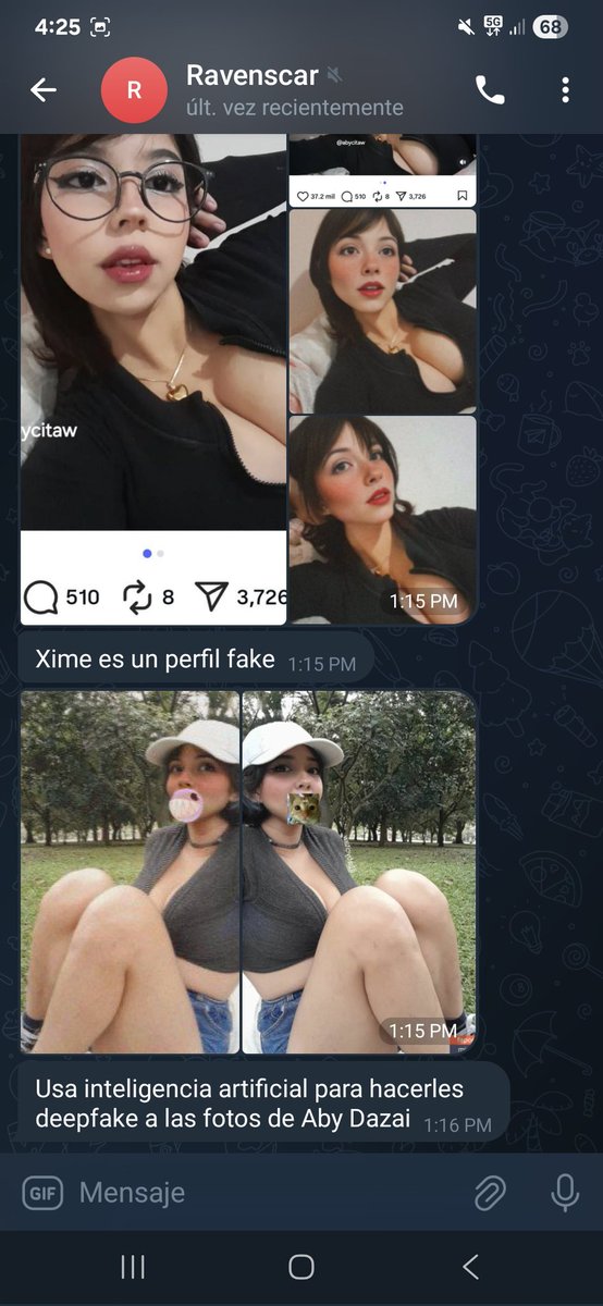 Code_Bars's tweet photo. @abydazai_ Y eso me entere por que una persona me mando un mensaje que las fotos que usa son IA o bueno intercambian la cara.

Si mal recuerdo me salio sus publicaciones como en febrero y pensé que era una cuenta normal y valla sorpresa que me dio. https://t.co/4yWdf9SqrM