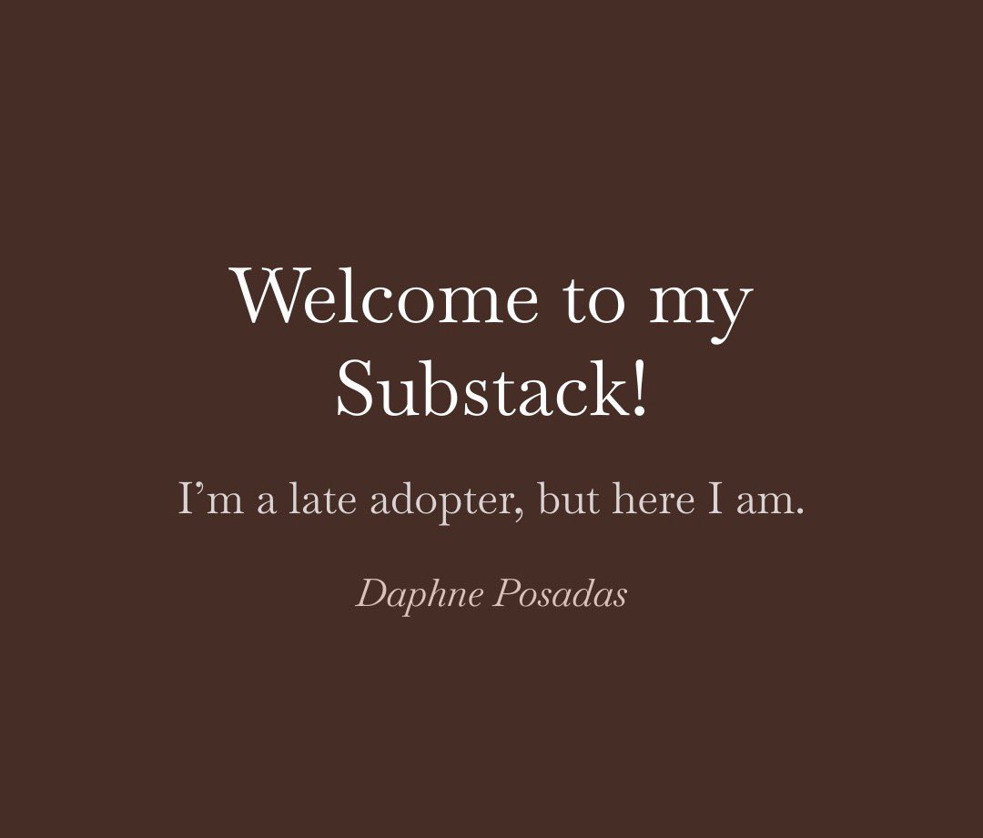 Welcome to my Substack! open.substack.com/pub/daphneposa…