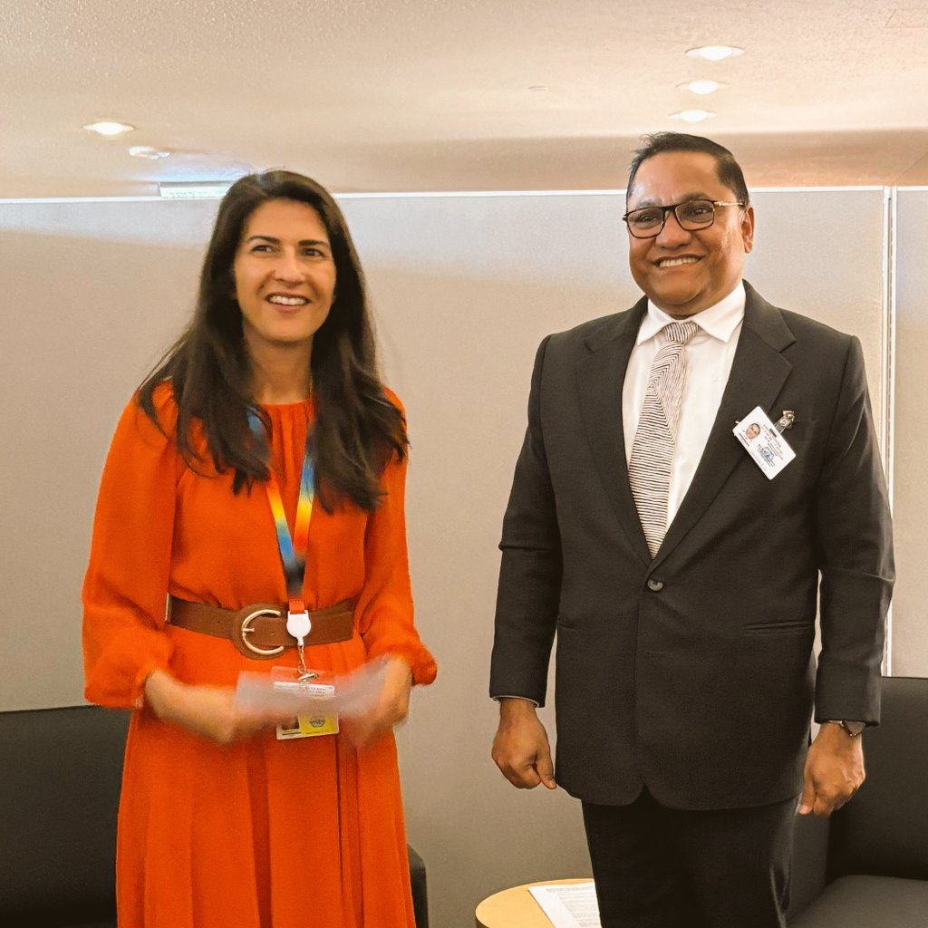 Had a constructive exchange with H.E. <a href="/SerapGueler/">Serap Güler</a>, Minister of State at the Federal Foreign Office of Germany, on the sidelines of the 80th UN General Assembly. We discussed advancing bilateral cooperation and shared perspectives on key global issues.

 #UNGA80 #SriLanka