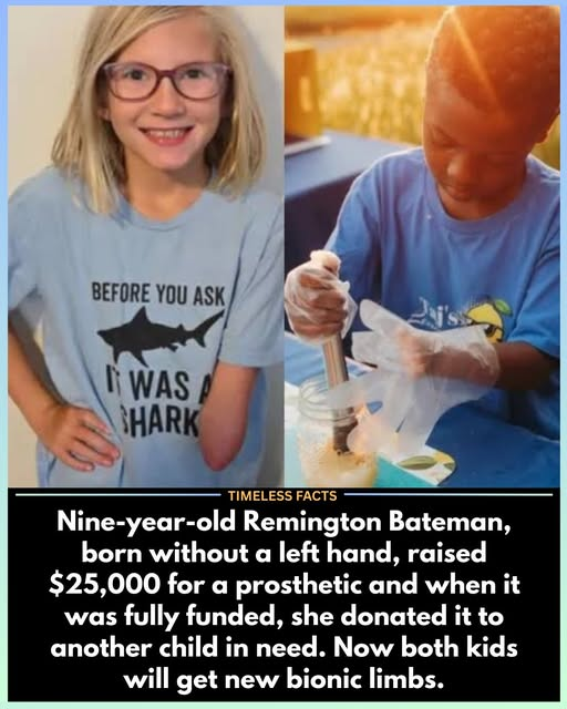 JamesTate121's tweet photo. At just nine years old, Remington Bateman became a symbol of compassion and generosity after raising over $25,000 in a GoFundMe campaign for a robotic prosthetic. Born without a left hand, Remington’s insurance company denied her claim for a “Hero Arm”, calling it “not medically necessary.”
In just a matter of hours, her campaign raised the funds needed. But the story didn’t end there. A company called CrowdHealth stepped in and fully funded Remington’s prosthetic, making sure she could receive the bionic arm she had dreamed of.
But instead of keeping the money, Remington made a life-changing decision: she donated the $25,000 to Taj Johnson Jr., an eight-year-old boy born without a left arm who was facing a similar insurance roadblock. Thanks to her selfless act, both children will now receive their own Hero Arms, opening up new possibilities for their lives.
Remington’s mother, Jami, said their goal was to bring attention to the impact of insurance denials, but their story turned into something even more incredible—helping another family in the process.
Why it matters: Remington’s story isn’t just about overcoming obstacles; it’s a reminder of how one child’s compassion can change lives, proving that kindness doesn’t come with an age limit.