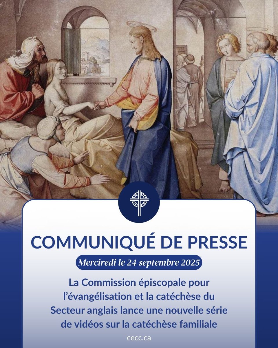 La Commission épiscopale pour l’évangélisation et la catéchèse du Secteur anglais lance une nouvelle série de vidéos sur la catéchèse familiale

Lisez le communiqué de presse complet ➡️ cecc.ca/communique-de-…

#cccb #cecc