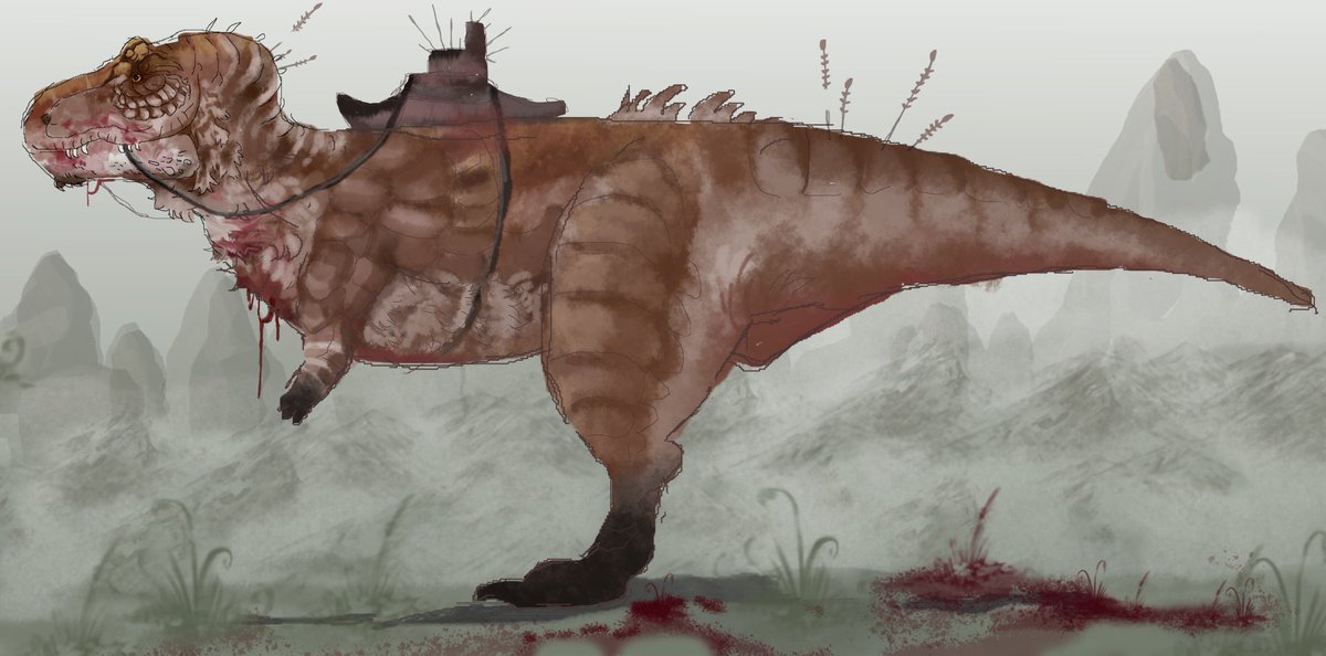 DregsyDrew's tweet photo. using krita for the first time! so many good tools and brushes. i made this tyrannosaurus concept using my computer mouse! 🖱
#krita #conceptart #paleoart #illustration https://t.co/APCX4Tk7je