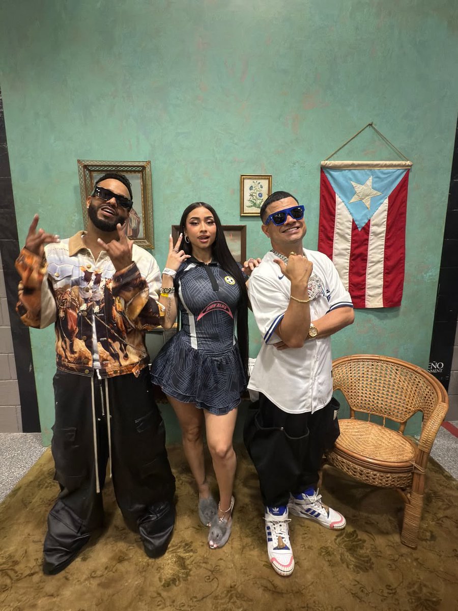 Paloma Mami with Jowell and Randy at Bad Bunny's residency in Puerto Rico.