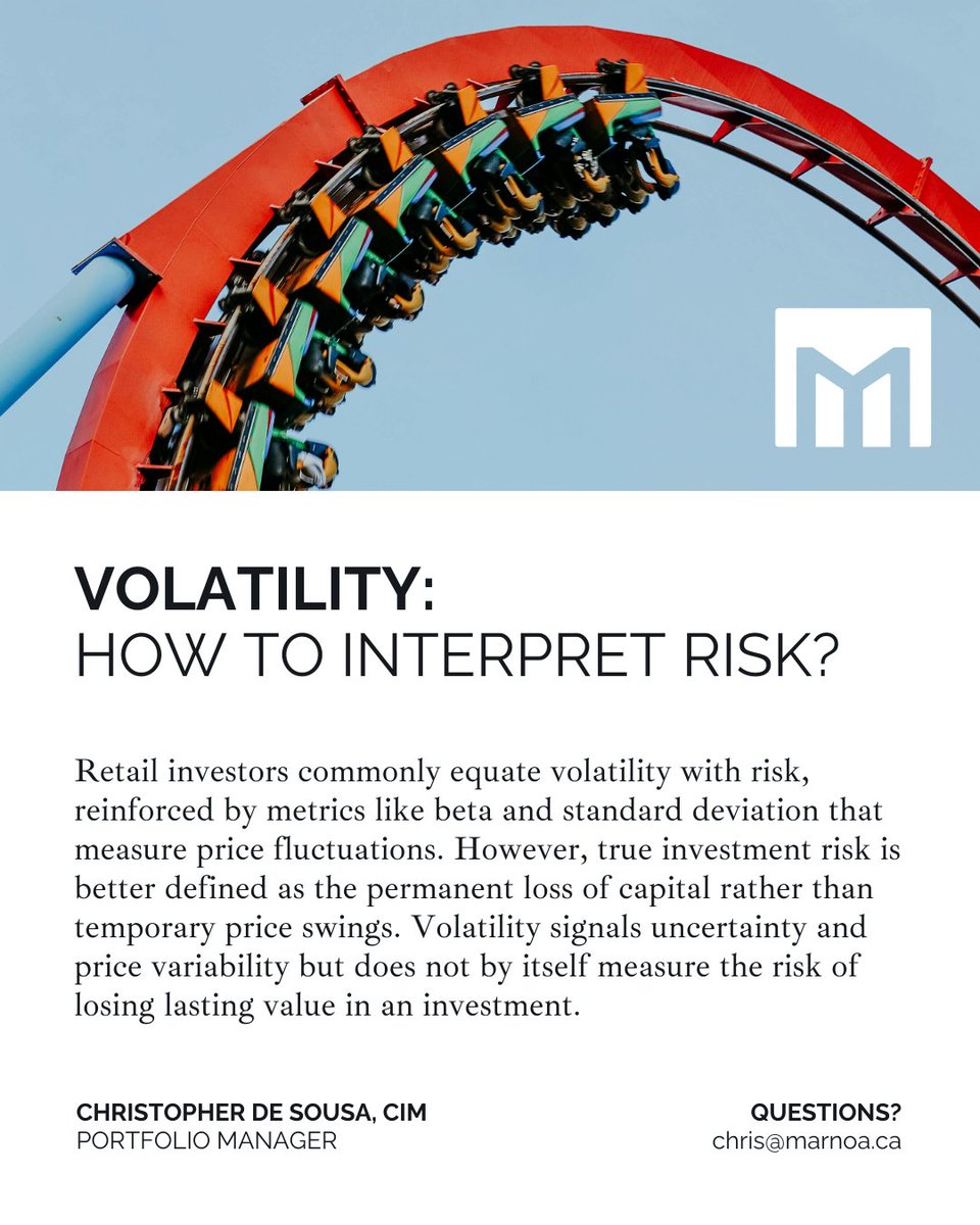 ChrisMPWC's tweet photo. Volatility is just the market’s way of shaking the table. True investment risk isn’t the ups and downs, it’s the chance of losing money for good.

Read my latest post here: https://t.co/uiP3F7yEK7

#marketvolatility #longtermgrowth #longterminvesting https://t.co/zhz1tP7dsp