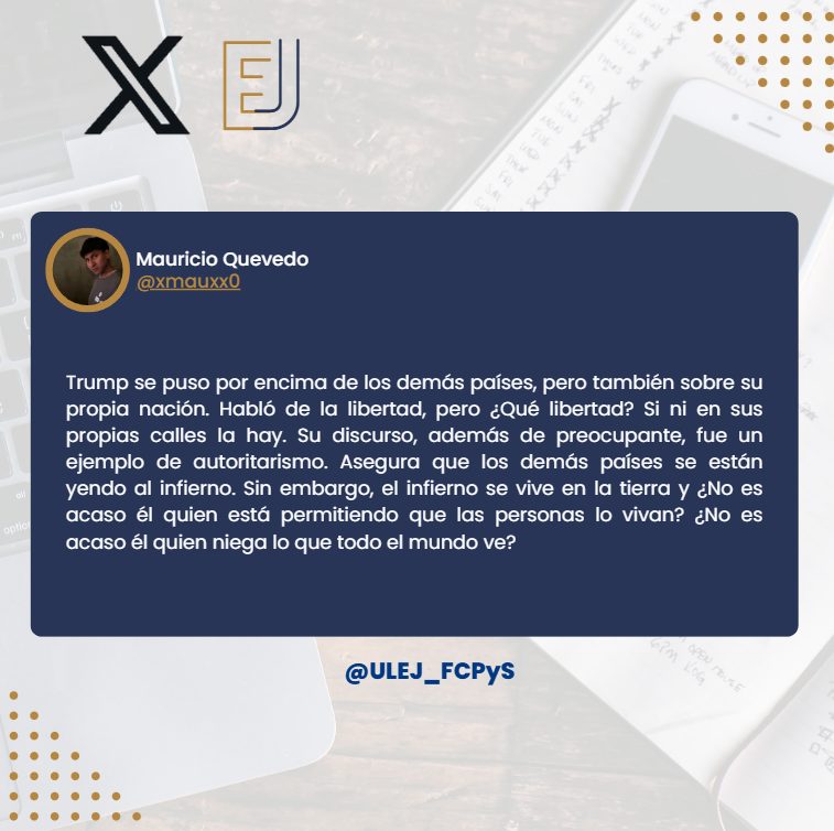 ULEJ_FCPyS's tweet photo. 🗣️La segunda opinión de #polacas opinas es de @xmauxx0 , quien da un análisis sobre las declaraciones dadas por el Presidente Trump en la ultima asamblea de la ONU.

#Trump #ONU https://t.co/ghI7pWINRA
