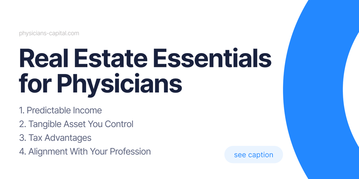 PhysCap's tweet photo. Why Real Estate: 

1. Predictable Income
2. Tangible Asset You Control
3. Tax Advantages

#PhysicianInvesting #MedicalRealEstate #HealthcareInvestments https://t.co/moG2J9zsq1