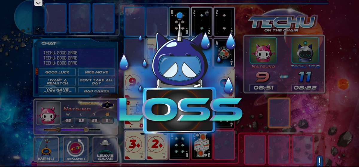 techuonthechair's tweet image. Sometimes it just happens. Rematch and hope for a win next time! #techuonthechair #techu #onlinecardgames #2playergames