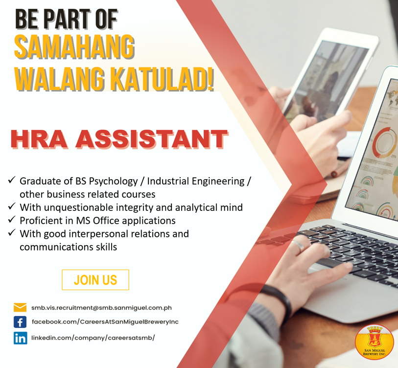 Heads up, Carolinian graduates!

The USC Office of Alumni, Scholarships and Job Placement (OAASJP) is sharing job vacancies from San Miguel Corp.