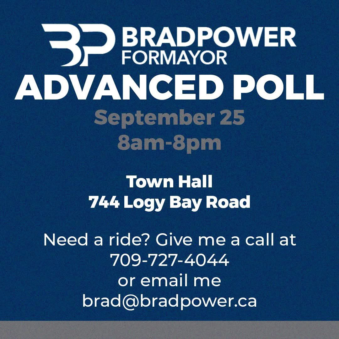 🌊 Proud to step forward for our community. Let’s build a stronger, more connected Logy Bay–Middle Cove–Outer Cove together. Learn more and get involved at bradpower.ca ✨ #BradForMayor #LBMCOC2025