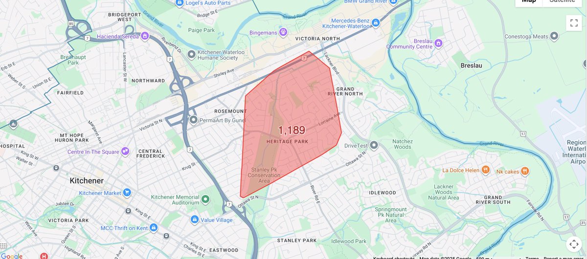 #HydroOutage - <a href="/enovapower/">Enova Power Corp.</a> reporting a power outage in Heritage Park/Stanley Park in <a href="/CityKitchener/">City of Kitchener</a> impacting 1189 customers. Crews have been dispatched to investigate. The estimated time of restoration is 11:30pm. For more information, visit: outages.kwhydro.ca