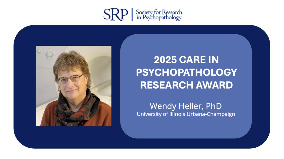 srp_science's tweet image. 👏The 2025 CARE in Psychopathology Research Awardee is Wendy Heller!  Don&apos;t miss your chance to congratulate her during Saturday&apos;s Award Ceremony at 4:15!