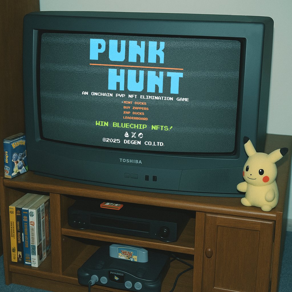 mini-app ready, final tests lookin' good, bugs squashed, a few nitpicks left, need a mint date...   

punk hunt .soon
an onchain pvp nft elimination game on <a href="/base/">Base</a> 

wanna help test? link below👇