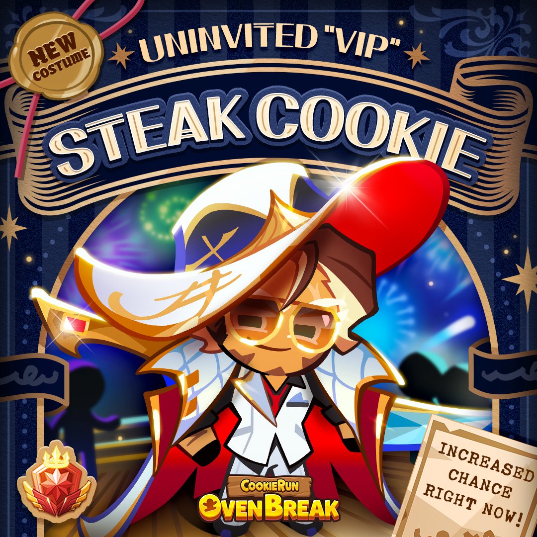 🛳 New Costume! Steak Cookie's Uninvited "VIP"🎆

"How do I look? I was a bit surprised when I looked in the mirror!"

How many undercover stings has he pulled off to make this mob boss disguise look so effortless? 
Log into the game and check out Steak Cookie's Super Epic