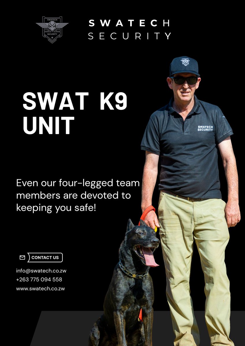 SwatechSecurity's tweet image. Our SWAT K9 Unit 🐕‍🦺 = elite partners trained in detection, patrol &amp;amp; protection.

From mining sites to private residences, they provide the human touch technology can’t.

Even our four-legged team is on duty to keep you safe. 💪

#SwatechSecurity #SWATK9 #CanineUnit #EliteSecurity