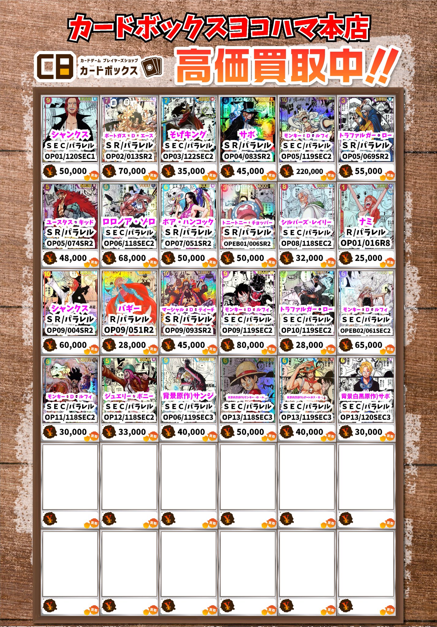 サークル・K・シャンクス　5パック シャンクス パラレル OP09-004 SR 赤｜ワンピースカードシングル