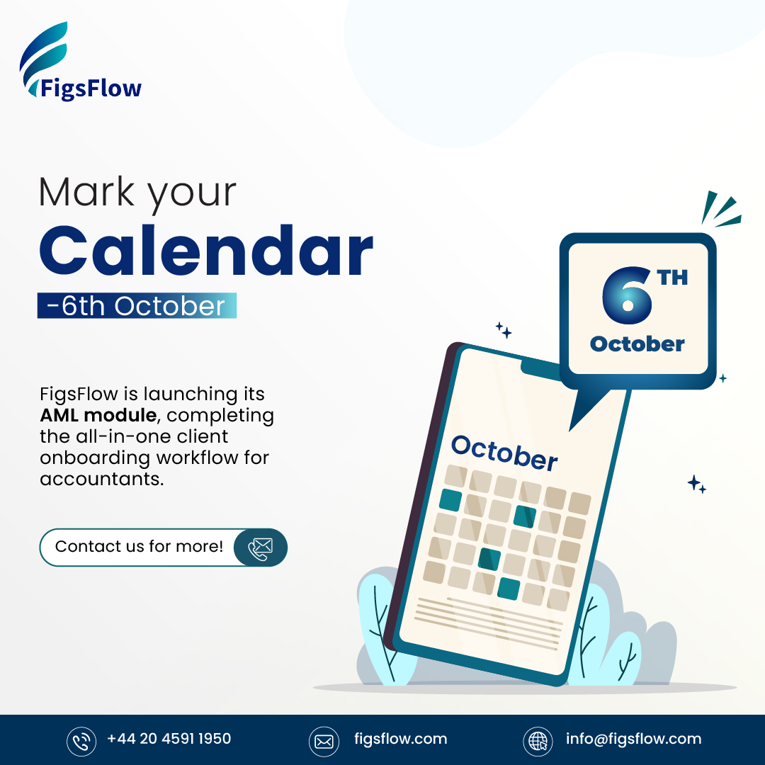 FigsFlow's tweet image. FigsFlow is launching its AML module on 6 October, making client onboarding faster, safer, and fully integrated.

Don’t wait—experience end-to-end onboarding in one platform. Sign up now!

#FigsFlow #AMLCompliance #ClientOnboarding #AccountingSoftware #WorkflowAutomation