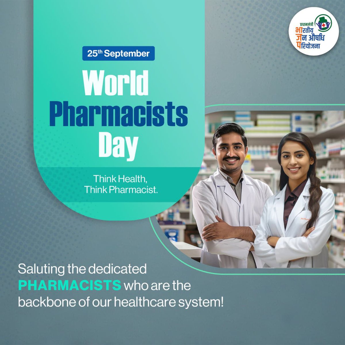 kalidasgk's tweet photo. On World Pharmacists Day, PMBJP salutes the dedication of pharmacists who work tirelessly to ensure safe, quality, and affordable healthcare. Their expertise guides patients, 
#PMBJP #PharmacistDay  
#WorldPharmacistsDay2025 #PharmacistsDay2025 #JanAushadhi https://t.co/TPXfpzkHMJ