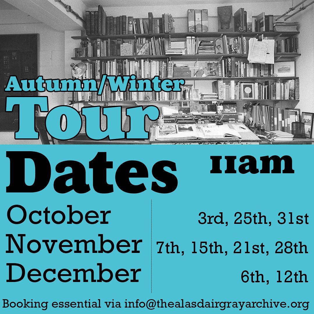 Join us for Archive tours this Oct–Dec, led by <a href="/GraySorcha/">Sorcha Dallas Gray</a> &amp; Holly Rennie Brown. Explore Gray’s legacy &amp; handle our sensitively curated collection Book via link in bio or email info@thealasdairgrayarchive.org✨