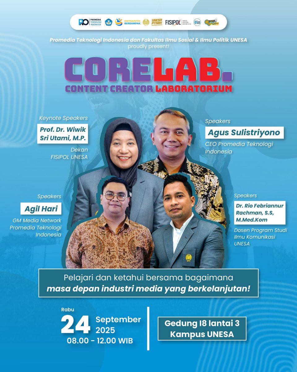media_promedia's tweet image. Siapa yang datang ke acara Corelab di Gedung I8 lantai 3 Kampus Universitas Negeri Surabaya (Unesa), Kota Surabaya, Jawa Timur kemarin?

Seru dan informatif banget kan! 🎉

#event #corelab