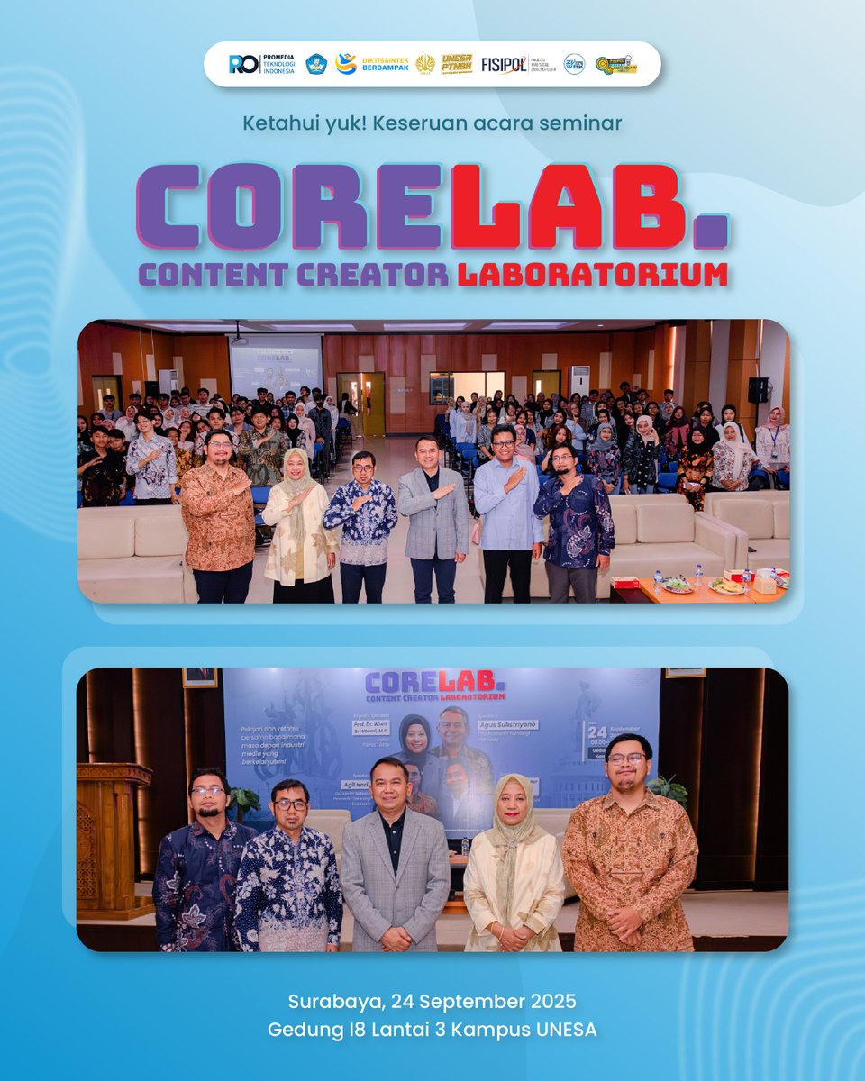 media_promedia's tweet image. Siapa yang datang ke acara Corelab di Gedung I8 lantai 3 Kampus Universitas Negeri Surabaya (Unesa), Kota Surabaya, Jawa Timur kemarin?

Seru dan informatif banget kan! 🎉

#event #corelab