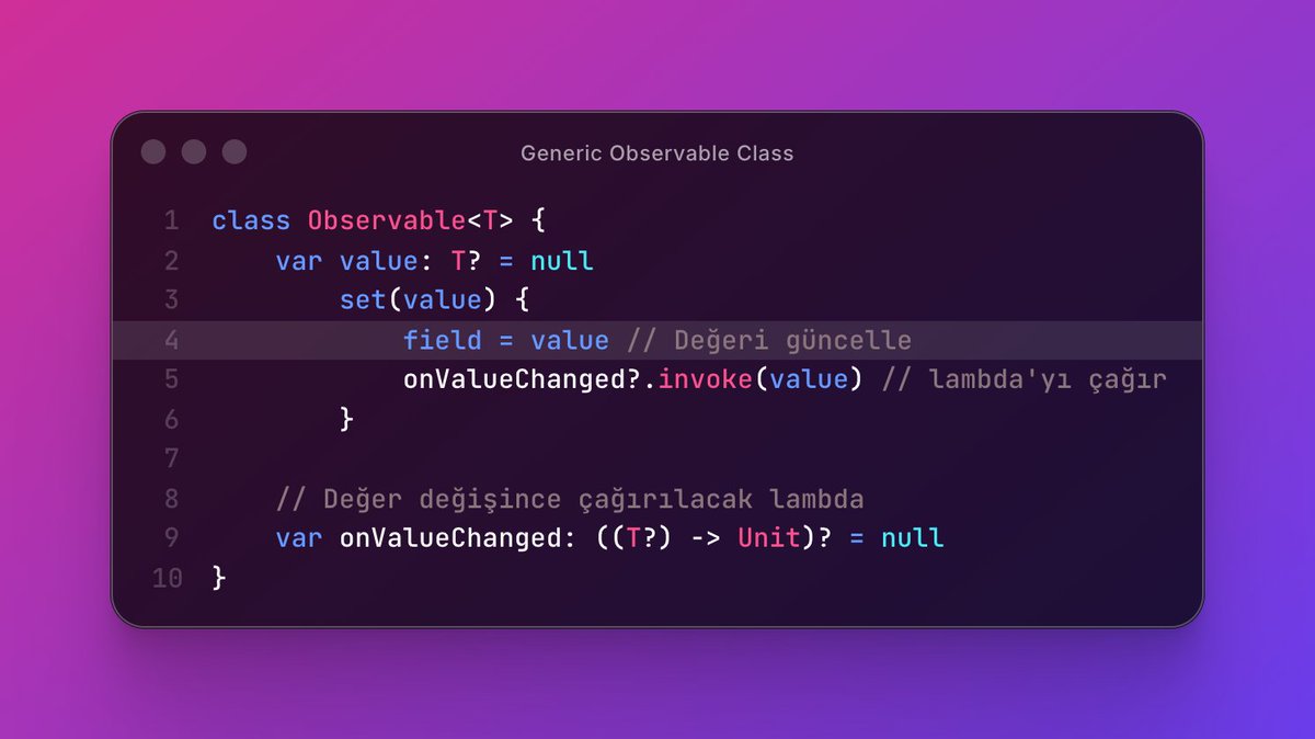 drmobiledev_tr's tweet image. Kotlin Dilinde Generic Observable Class

#AndroidDev #KotlinObservable