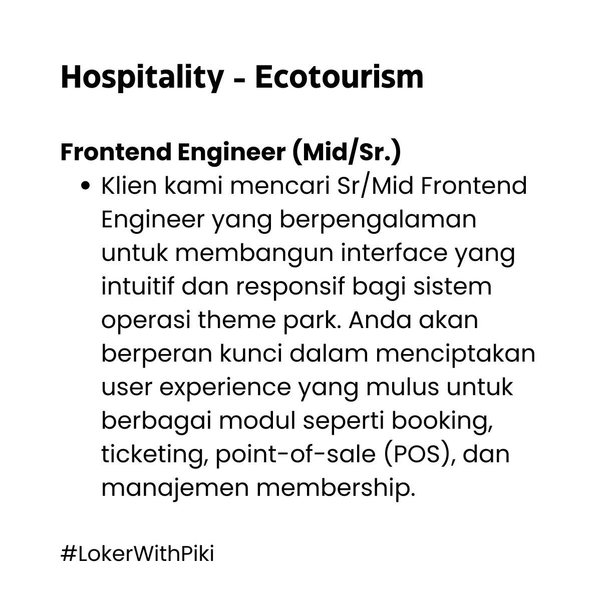 vickyfarhan95's tweet image. #frontendengineer

Level: Open for Mid or Senior

#lokercot #techjobs