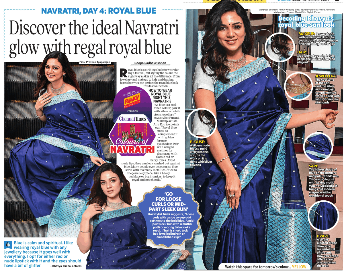 Royal blue is a striking shade to wear during a festival, but styling the  colour the right way makes all the difference. From jewellery and makeup to  hair and draping, here's how