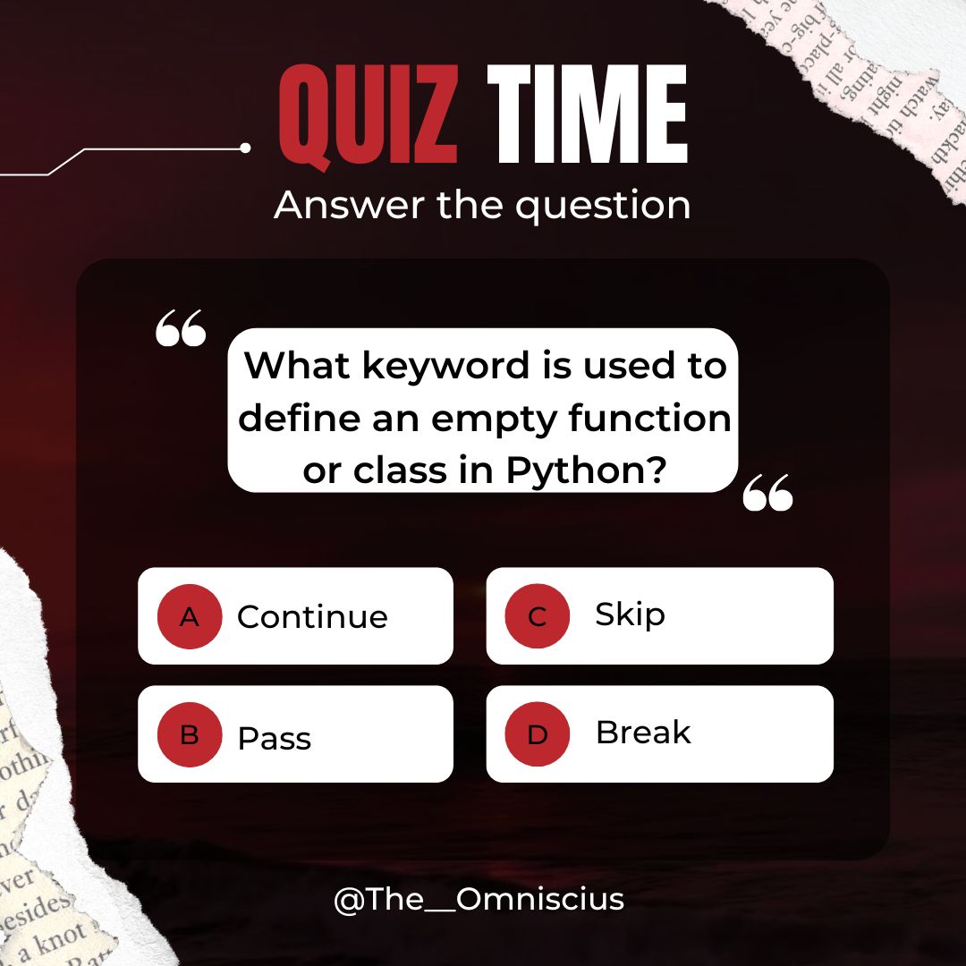 the_omniscius's tweet image. "You scroll smart… but do you answer smart?
Prove it in the comments “
#The_Omniscius
#PythonQuiz
#CodeWithPython
#TechCommunity
#CodeTogether
#BuildInPublic
#InnovatorsUnite
#FutureTech
#TechLeaders
#QuizTime #codewithomniscius
#BrainTeaser
#KeepCoding