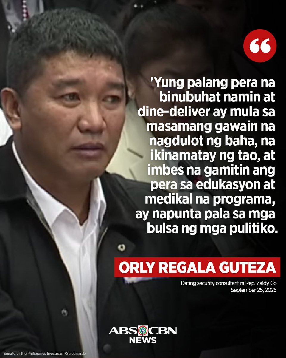 A former staff of Rep. Zaldy Co admits in front of the Senate Blue Ribbon Committee to delivering 'basura,' a code name for millions of money, to Co and ex-House Speaker Martin Romualdez.

Related: abs-cbn.com/news/nation/20…