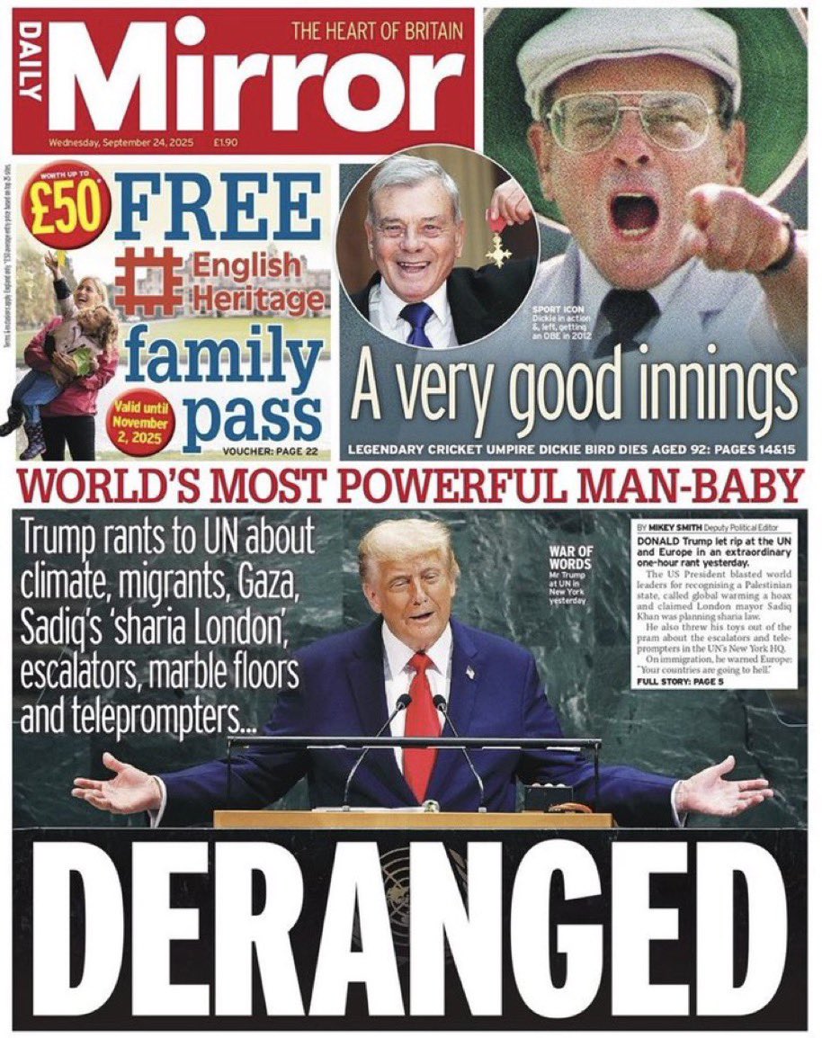 The Daily Mirror nailed it: “World’s most powerful man-baby.”
